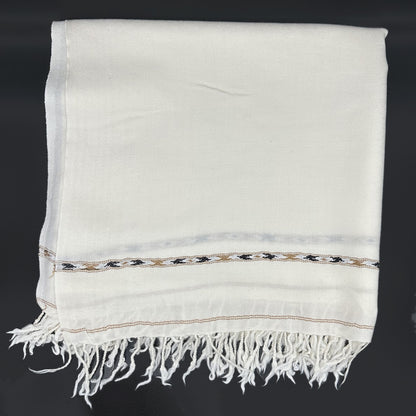 Wool Shawl Deluxe White (Islampuri)