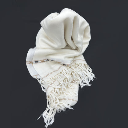 Wool Shawl Deluxe White (Islampuri)