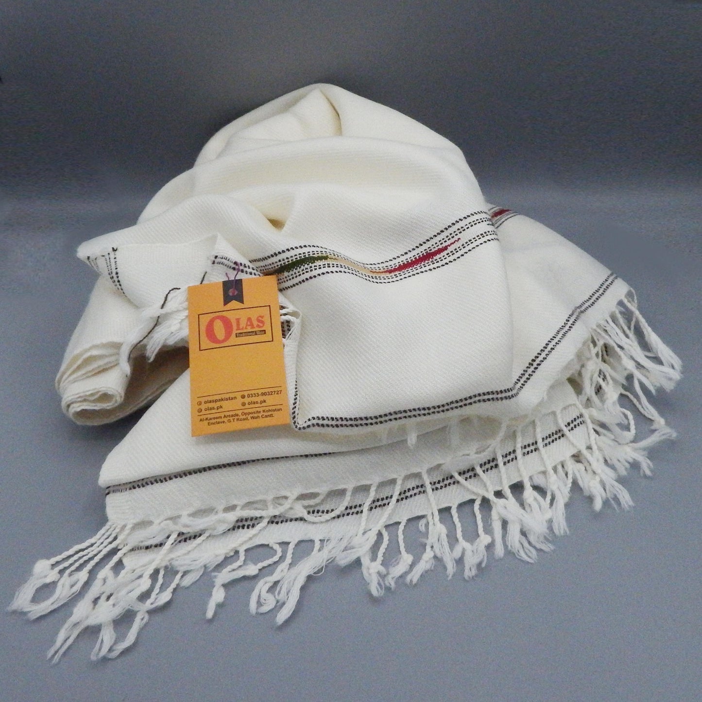 Wool Shawl Royal White (Islampuri)