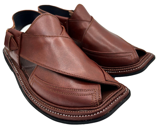 Triple Gear  Peshawari Chappal Burgundy