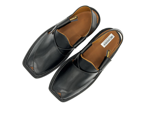 Peshawari Chappal U Shape Black